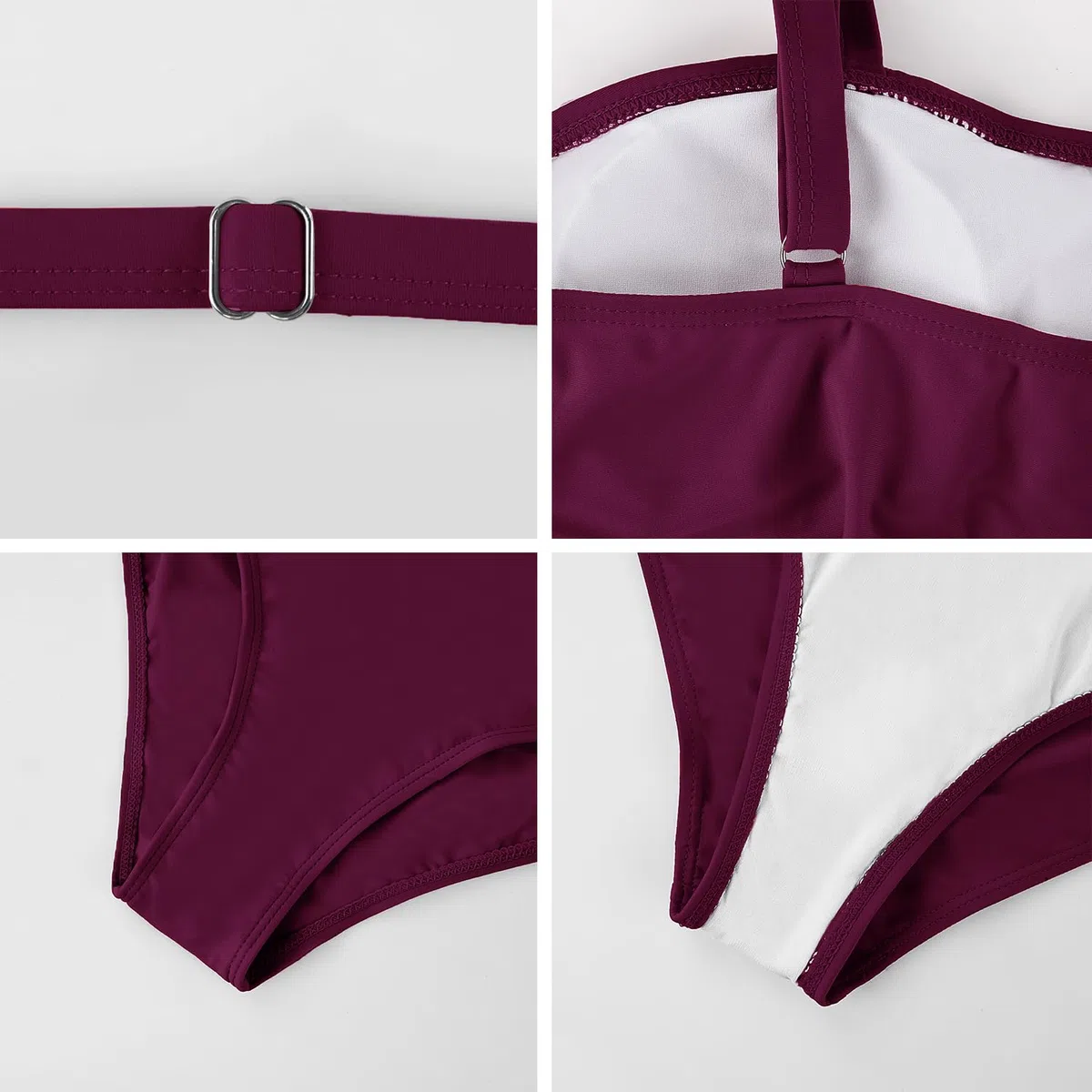 Yuson Girl Costume da Bagno Intero da Donna Sexy Costume Interi Push Up Tinta Unita Bikini Un Pezzo Vita Alta Floral Bandeau Swimsuit con Tracolla Regolabile Estate