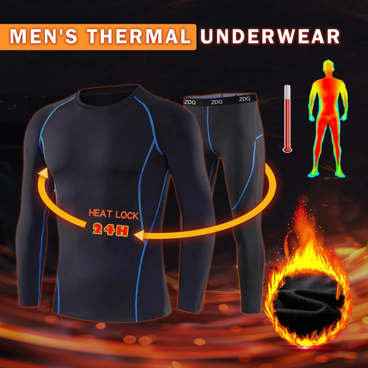 Intimo Termico Uomo Set Intimo Invernale da Sci Intimo Funzionale Traspirante Biancheria, Taglie S-XXL