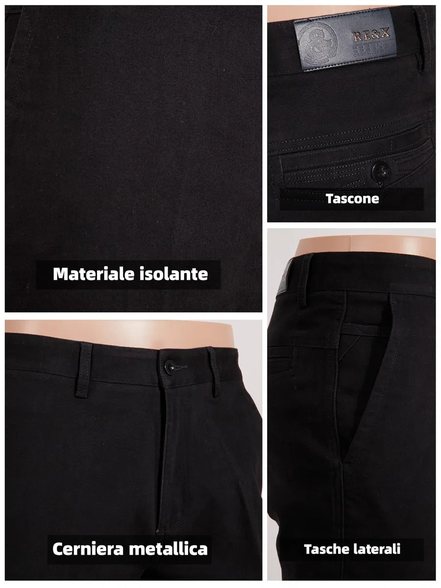 Re&X Pantaloni Uomo Eleganti da Lavoro Elasticizzati e Anti-Piega, Formali per Ufficio e Business in Tessuto di Alta qualità