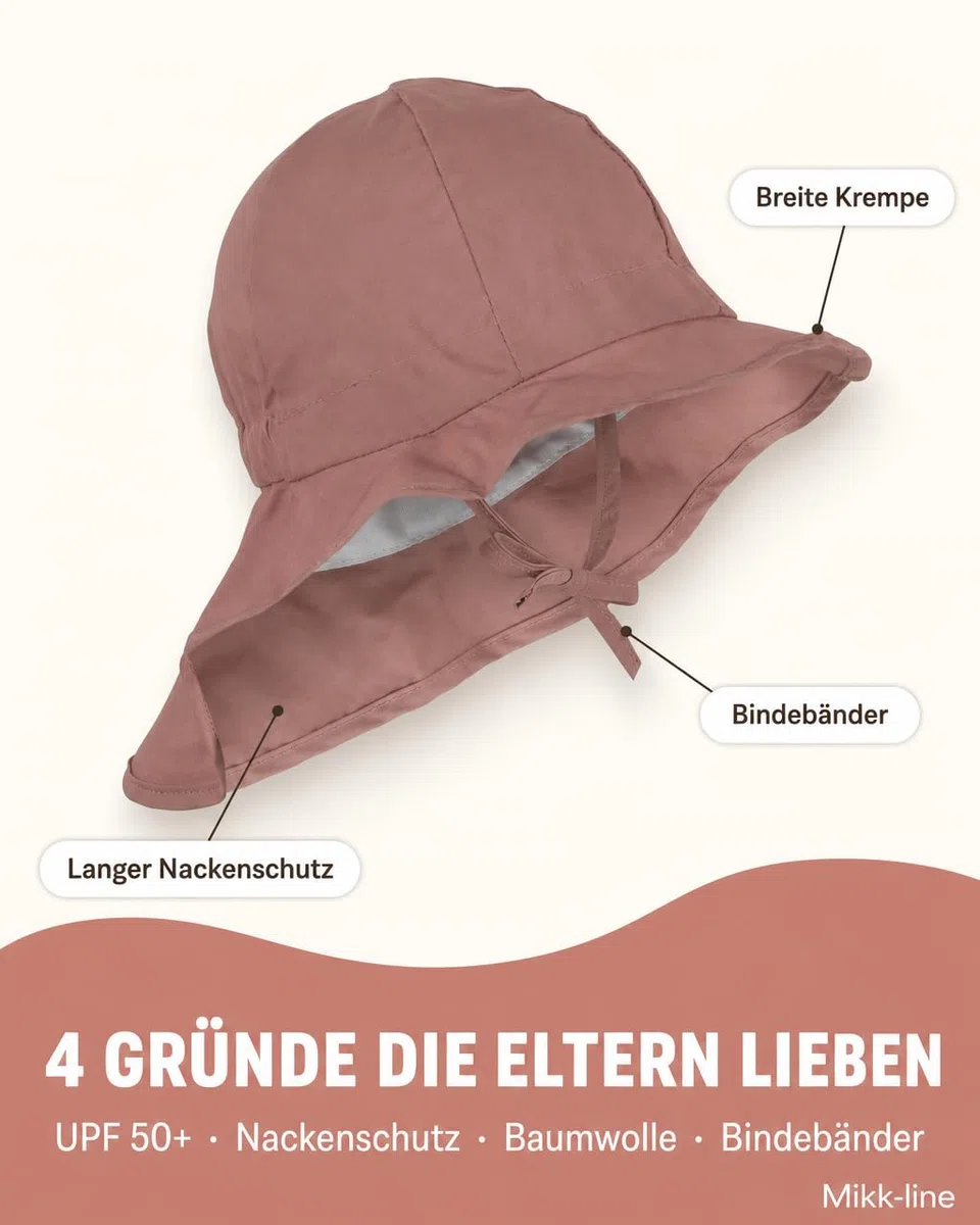Mikk-line Cappello da sole per bambini, protezione UV 50, protezione per il collo, cappello da sole per bambini, per ragazze e ragazzi, berretto estivo leggero per una protezione ottimale, traspirante