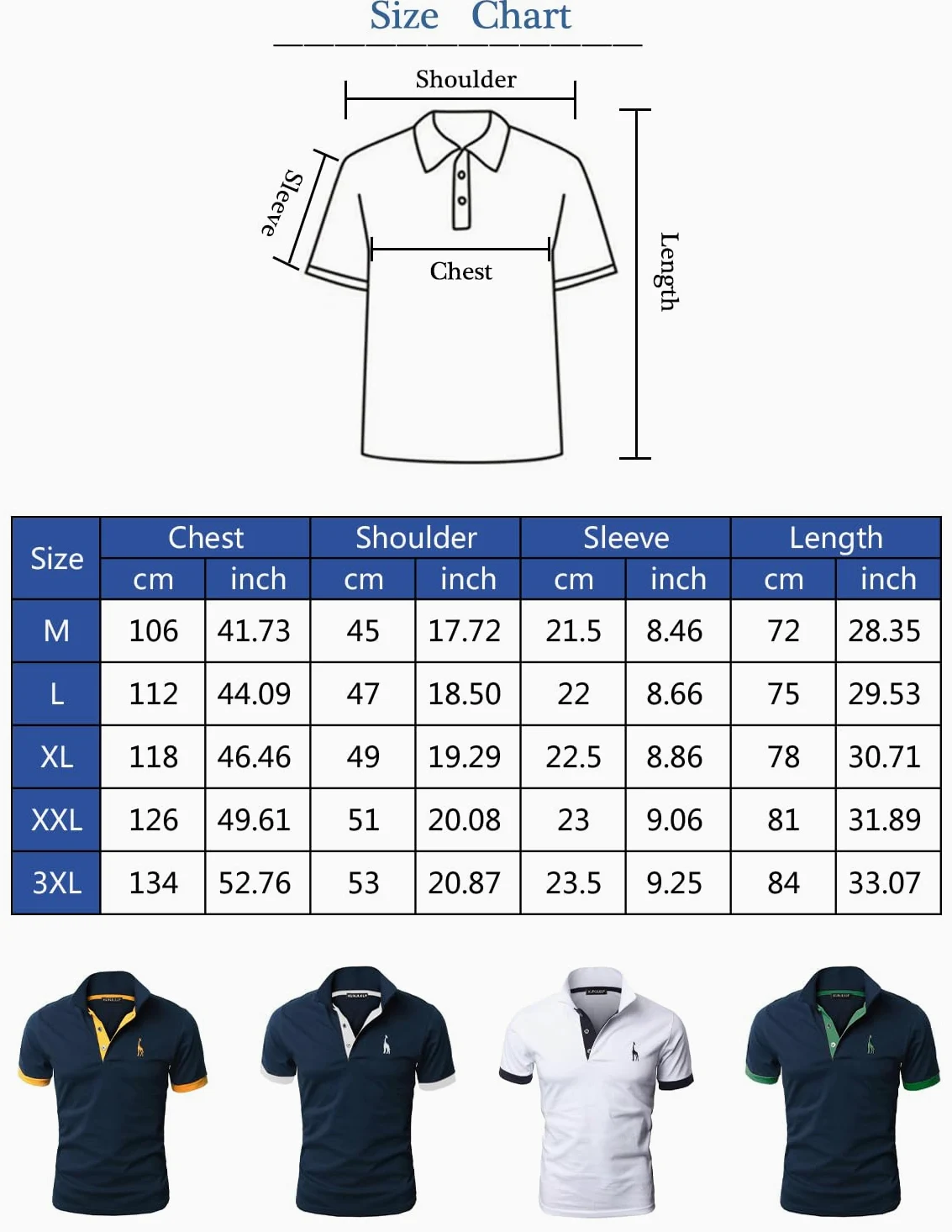 Polo Uomo Manica Corta Ricamo di Giraffa Estive T-Shirt M-3XL Maglietta Camicia Abbigliamento da Lavoro