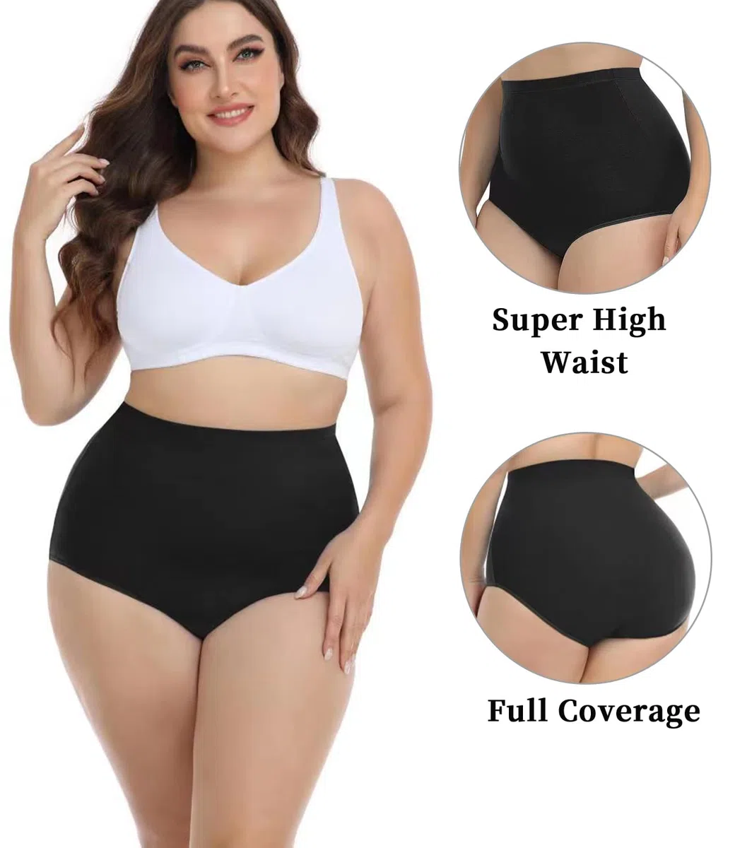 wirarpa Mutande Donna Cotone Vita Super Alta Slip Donna Mutantina Elastiche Culotte Piena Copertura Pacco da 4