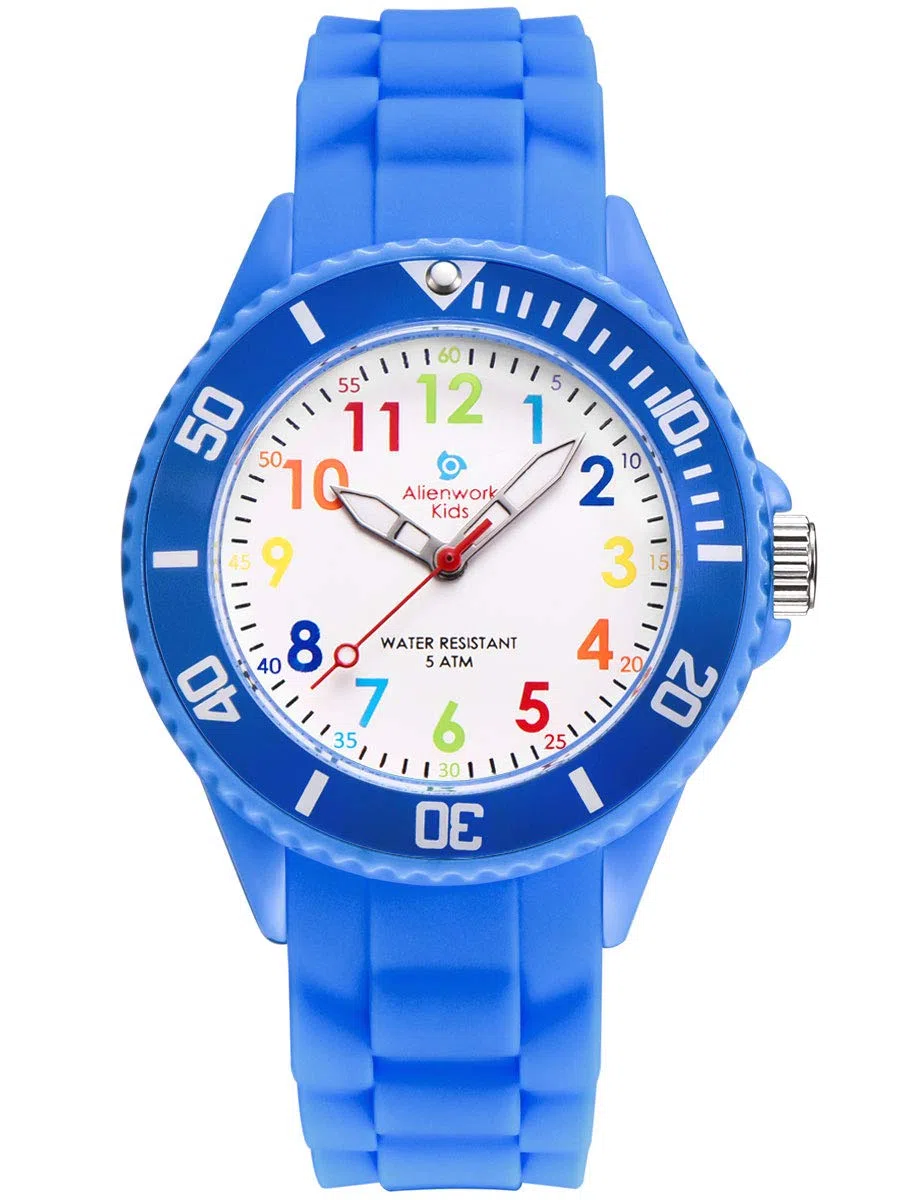 Alienwork Kids Orologio di Apprendimento Bambini Ragazzi Ragazze Tempo di Apprendimento Impermeabile 5 ATM