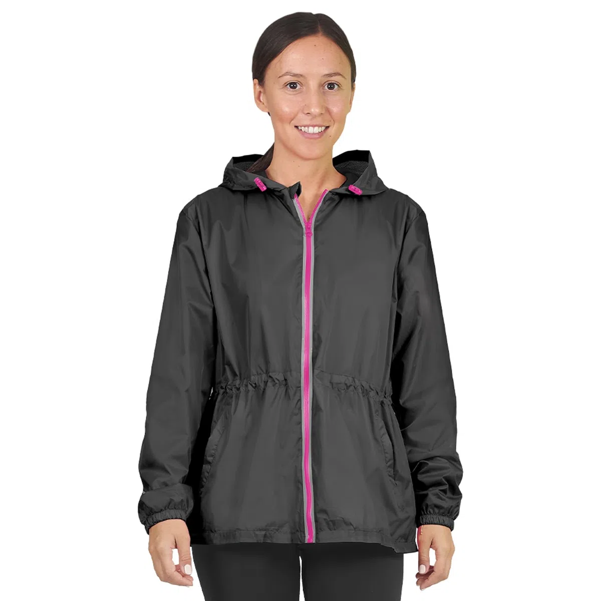 PERLETTI Giacca Impermeabile Donna Antivento Leggera - Giacca a Vento Pioggia Sportivo con Cappuccio e Dettagli Catarifrangenti - Trench Impermeabile Ragazza Antipioggia Corsa Outdoor