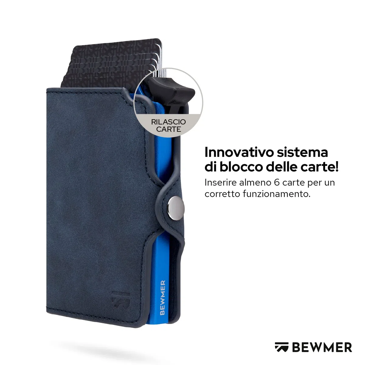BEWMER Porta Carte di Credito 1 Schermato | Portafoglio Slim da Uomo e Donna | Porta Tessere e Documenti con Rfid Protection e Fermasoldi in Carbon Fiber