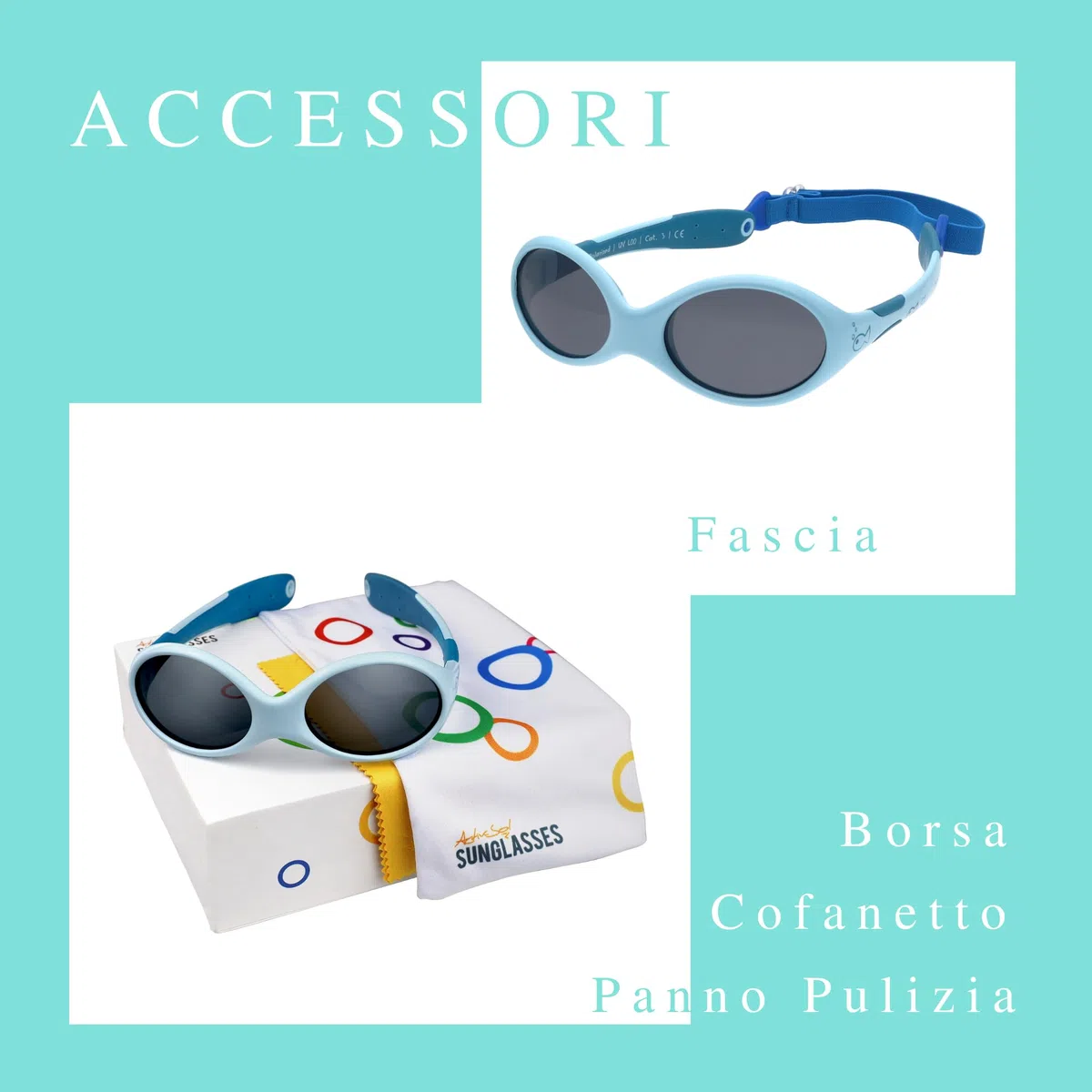 ActiveSol Occhiali da sole per bambini 0-24 mesi, senza BPA, polarizzati, con fascia