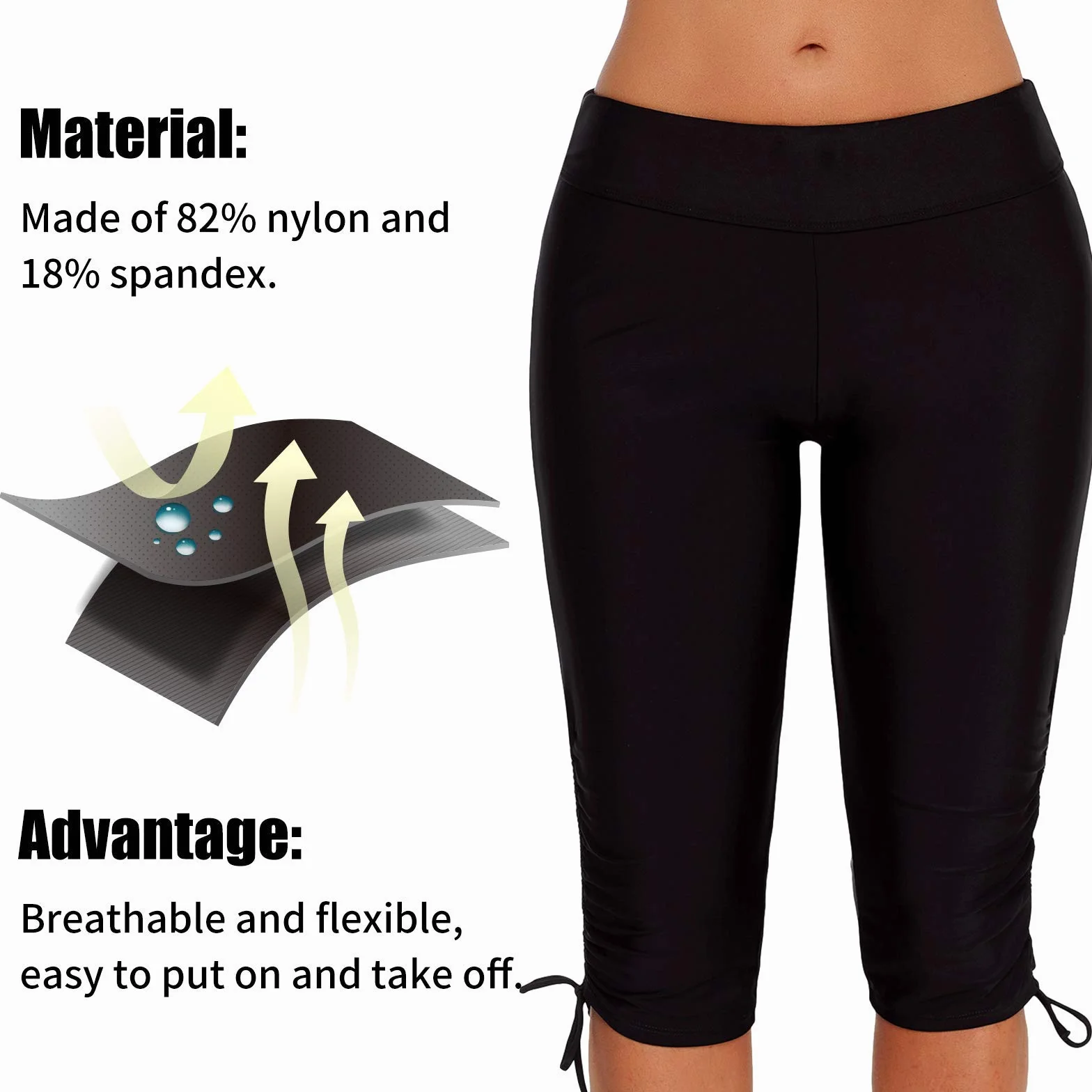 Pantaloncini da Bagno Donna Pantaloncini da Bagno Sportivi ad Asciugatura Rapida Pantaloncini da Bagno a Vita Alta Tinta Unita S-XXL