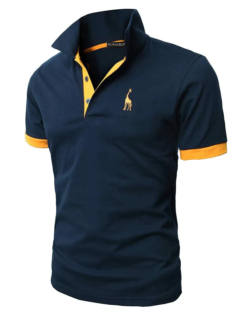 Polo Uomo Manica Corta Ricamo di Giraffa Estive T-Shirt M-3XL Maglietta Camicia Abbigliamento da Lavoro