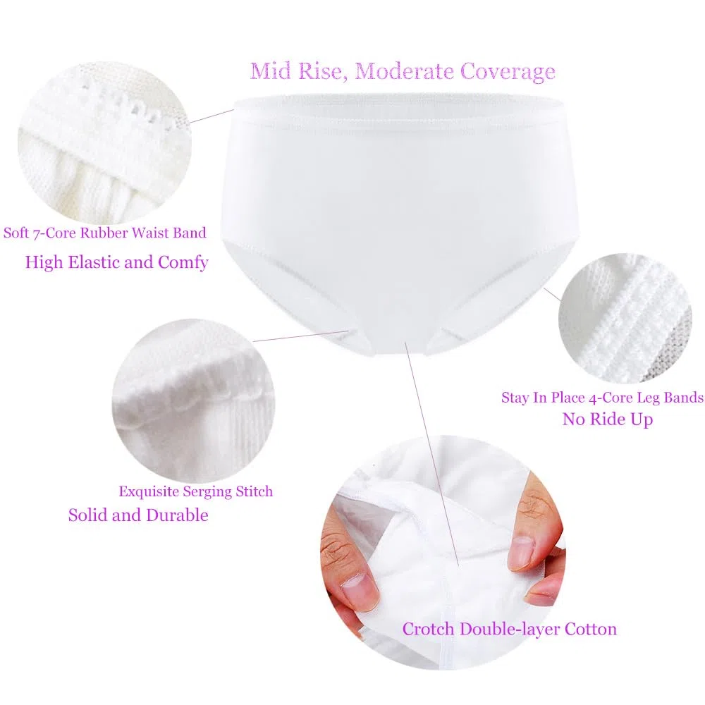 STARLY Mutandine da Viaggio monouso da Donna in Puro Cotone 100% Slip da Nonna Bianco (10Pk)