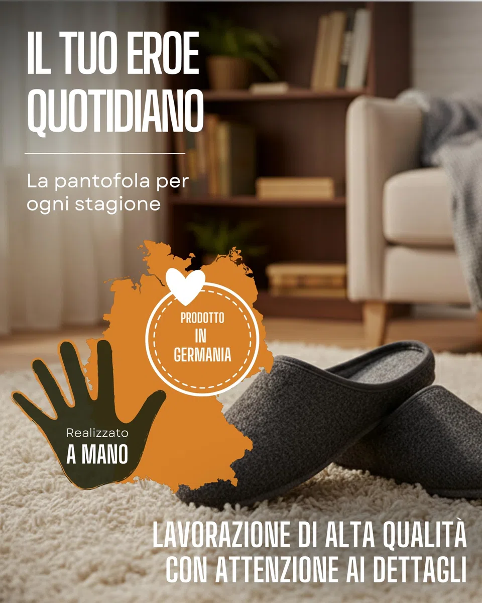 Pantoffelmann Pantofole in feltro con suola in feltro | Rosso/Grigio/Blu navy | Taglie 36–48 | Pantofole in feltro traspiranti e comode per donna e uomo | Pantofole eleganti e calde