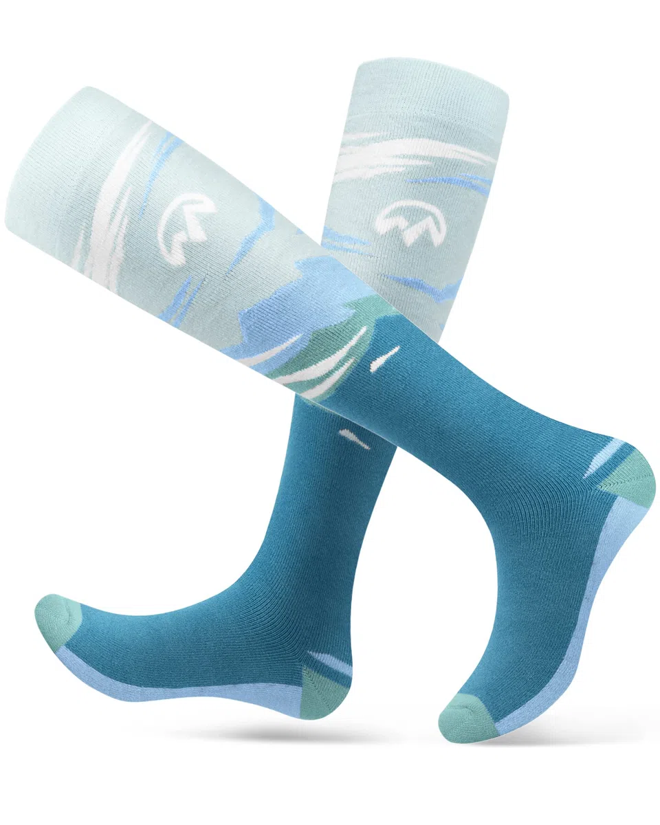 OutdoorMaster 2 Paia Calze da Sci per Donna, Calze Termiche Invernali da Snowboard Traspiranti Termico per Sport All'aria aperta con Sopra il Polpaccio Design/Polsini Antiscivolo