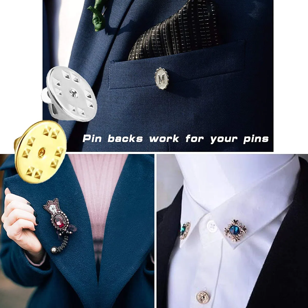 80 paia di fermacravatte con perni vuoti (10 mm x 9 mm), chiusura a farfalla, fermacravatta di ricambio per etichette, spille, artigianato, creazione di gioielli, colore argento