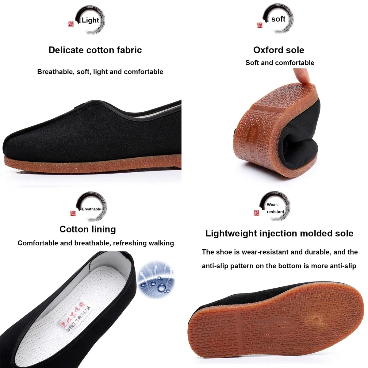 Generico Scarpe Tradizionali Cinesi per Arti Marziali Kung Fu, Scarpe Leggere per Allenamento di Arti Marziali Kung Fu, Scarpe Tradizionali Cinesi in Stoffa Tai Chi della Vecchia Pechino