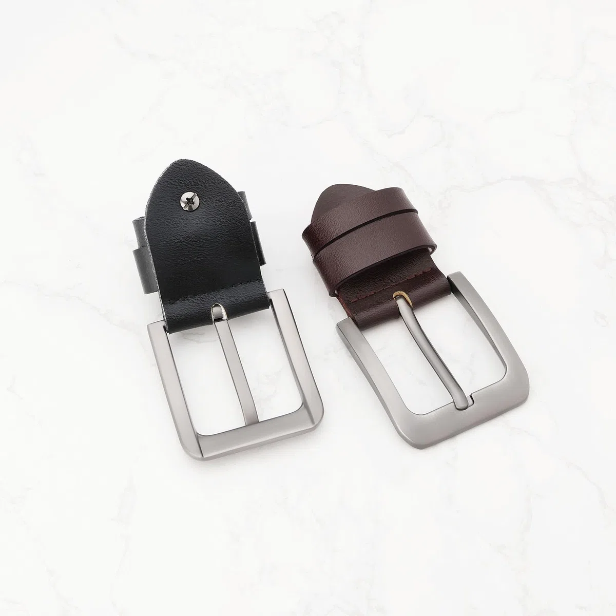 EMSea 2 Pezzi Fibbia Ad Ardiglione Per Cintura In Lega Resistente Da Uomo Fibbia Per Cintura Cinturino Rettangolare Fibbia Ad Ardiglione Adatta Per Cinture Causali Larghe 35-38 Mm (nero + Marrone)