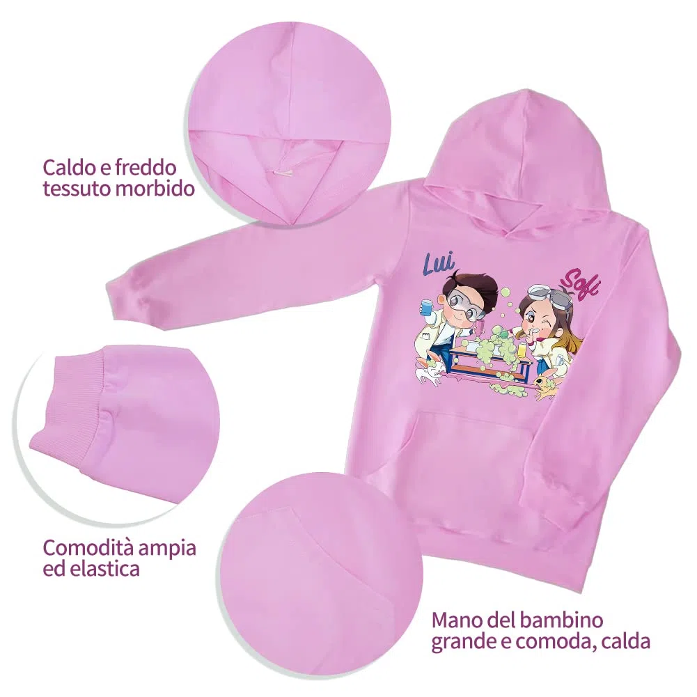 Tuta Bambini, Completo Felpa con Cappuccio e Pantaloni, Set da 2 Pezzi, 3-12 Anni, Cotone, Streetwear Y2K per Ragazze e Ragazzi