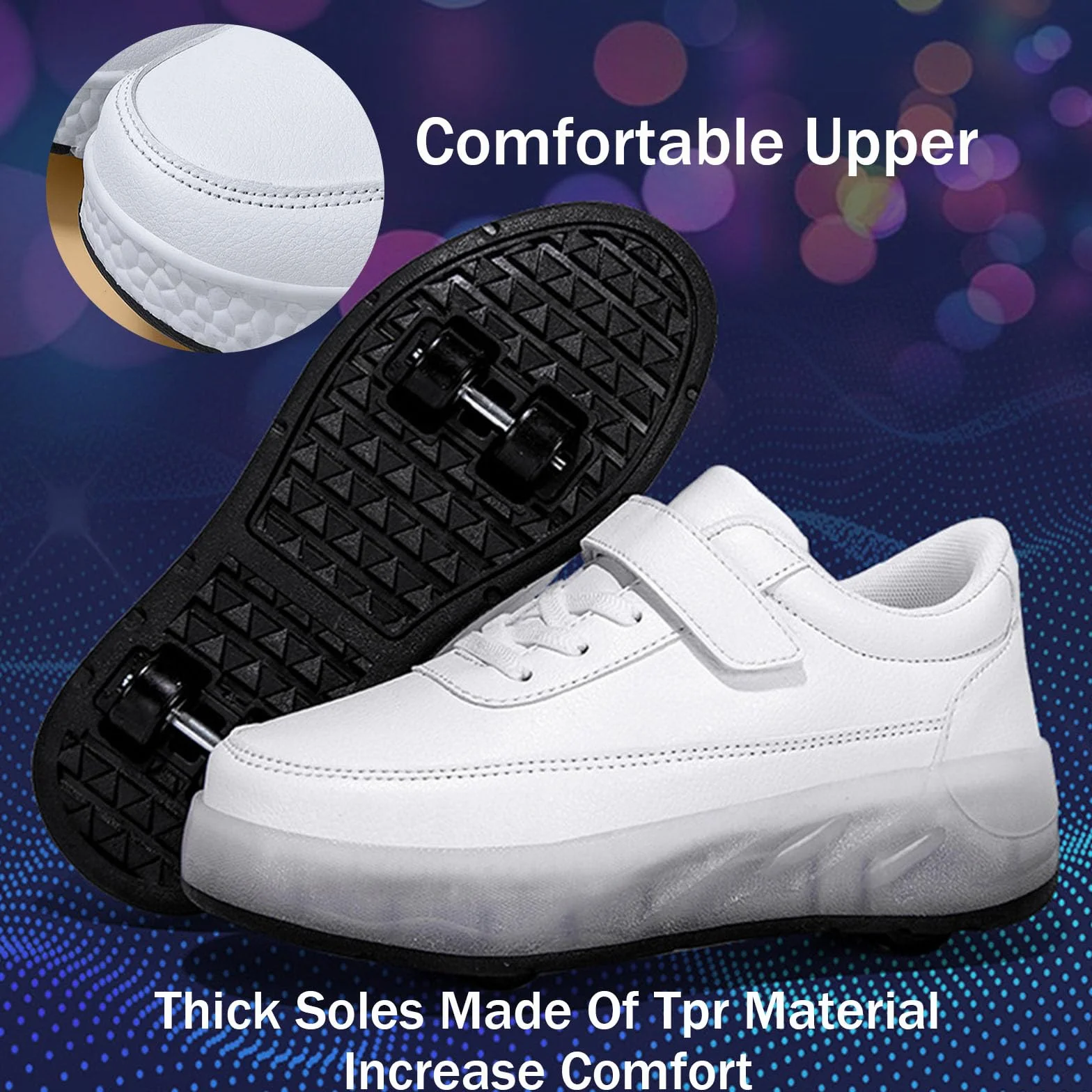 Hixingo Scarpe con Rotelle per Ragazzi Ragazze Bianco Bambino 2 in 1 Scarpe da Skateboard Sneakers Sportive Scarpe Ginnastica Pattini a Rotelle con 2 Ruote Outdoor Unisex Nero