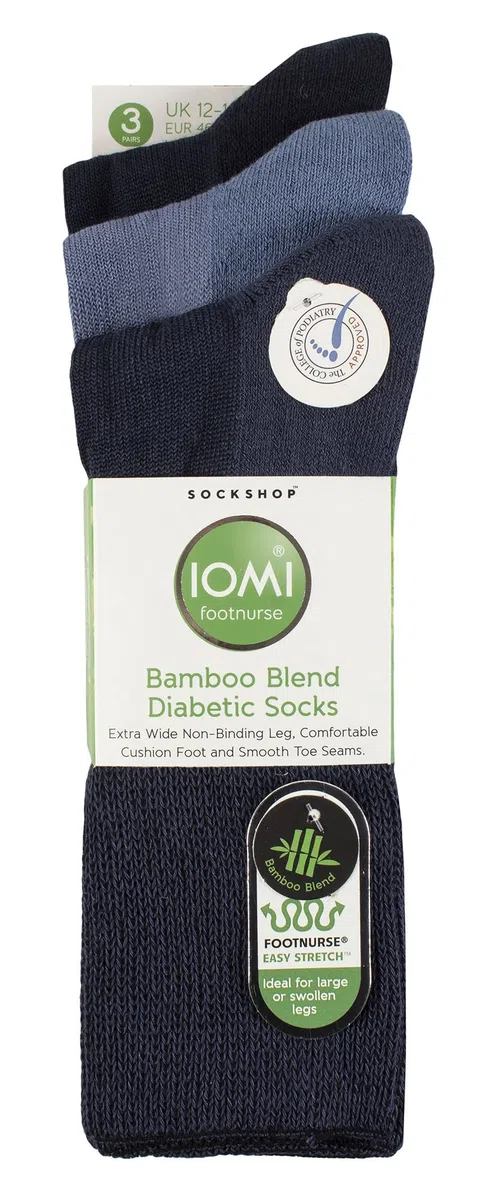 IOMI 3 Paia Calze Uomo e Donna Bambu Diabetici | Calzini Senza Elastico Footnurse