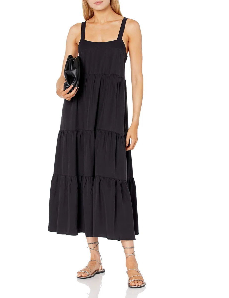 The Drop Britt, Maxi Abito Svasato a Balze Donna
