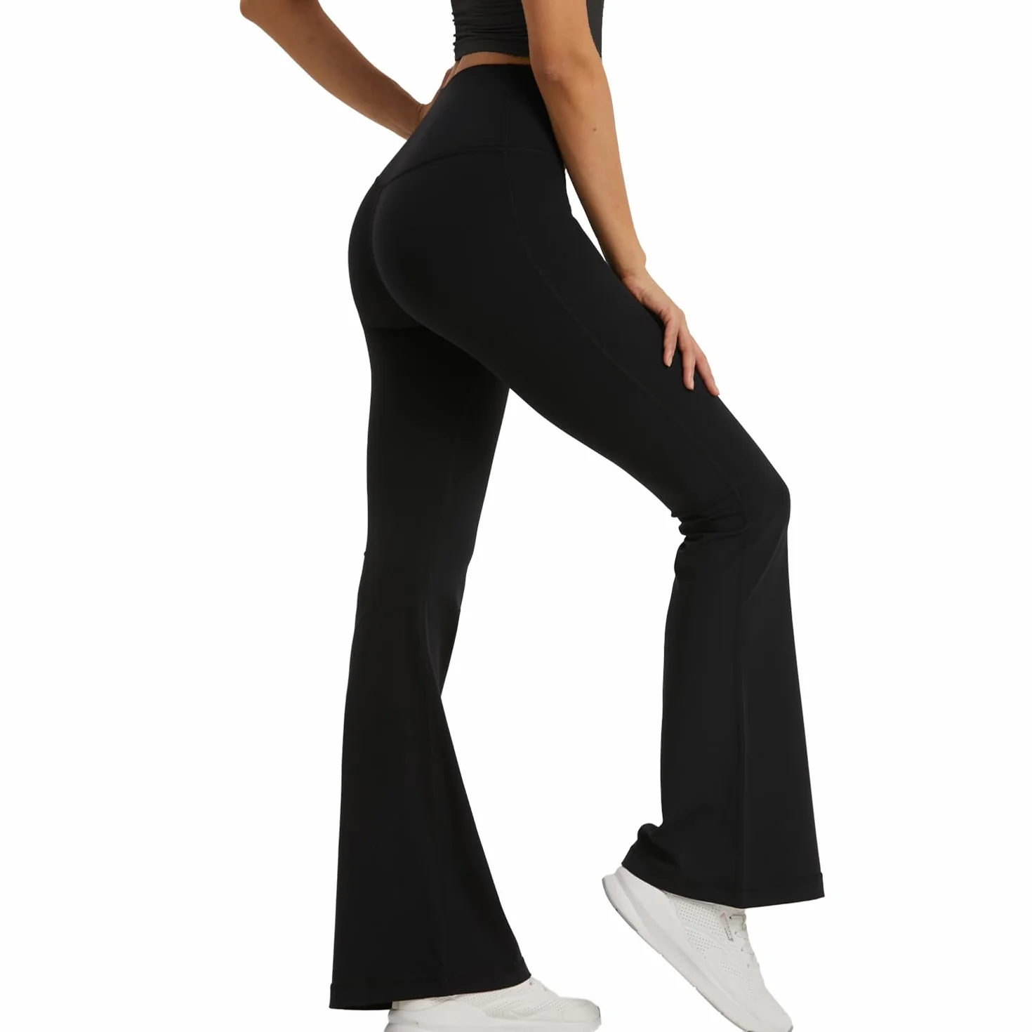 Pantaloni da Yoga Donna a Zampa Vita Alta Controllo della Pancia Pantaloni Elasticizzati Pilates Danza Palestra Leggings Eleganti Sportivi Fitness Casual Allenamento
