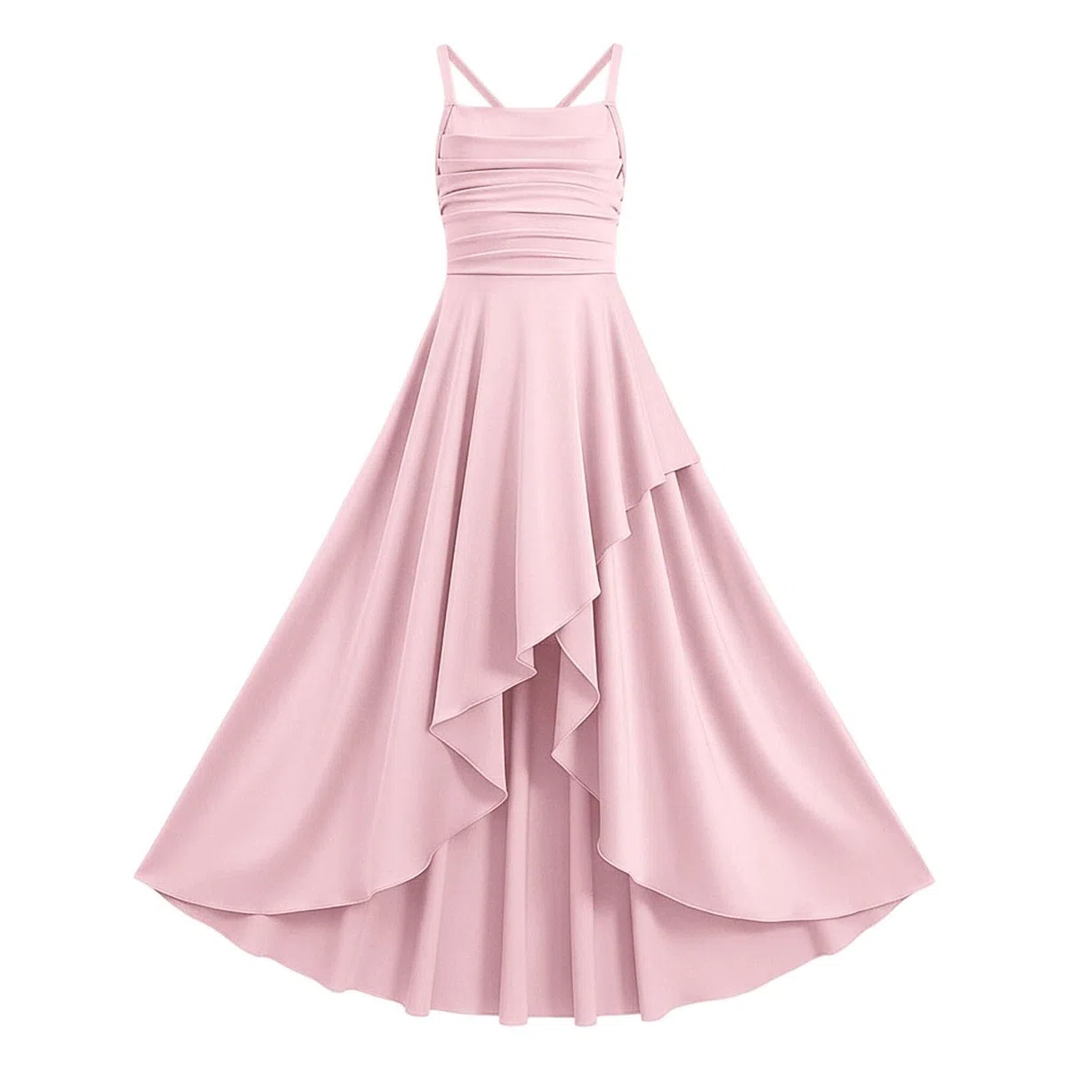 Generico Abito da Damigella d'Onore per Ragazze Lungo Increspato Linea ad A Maxi Abito in Raso per Adolescenti Abito Formale da Sposa per Feste serali