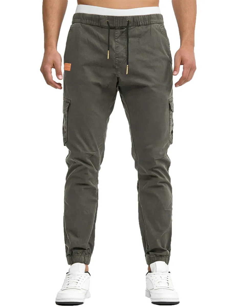 Pantaloni Cargo Uomo in Cotone Leggero con Coulisse e Tasche Laterali Pantaloni Casual Jogger Slim Fit per Tutte Le Stagioni