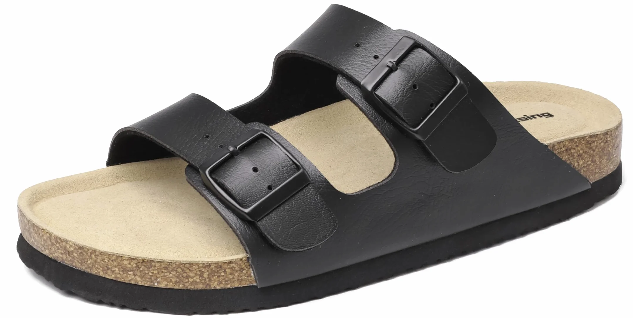 Mesing Ciabatte Sandali Donna Uomo Estive con Plantare in Sughero Comodi Slide Ortopedici Doppia Fibbia Pelle Scamosciata Antiscivolo Pantofole