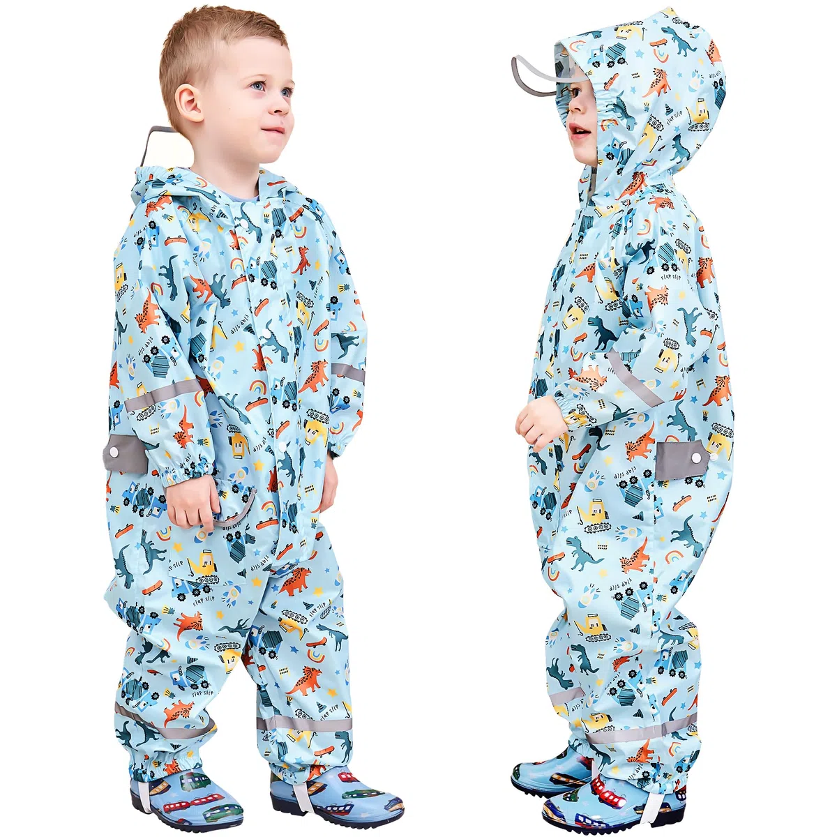 Impermeabile Pioggia Bambino Antipioggia con Cappuccio Ragazzi Tuta Portatile Jogging Tutto in Uno Poncho Giacche Impermeabili Bimbi Unisex 1-9 Anni