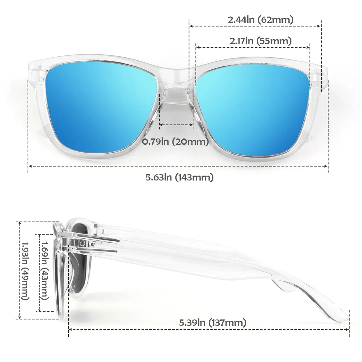 LINVO Occhiali da Sole Uomo Donna Polarizzati, Montatura Chiara Designer Protezione UV400 Guidare