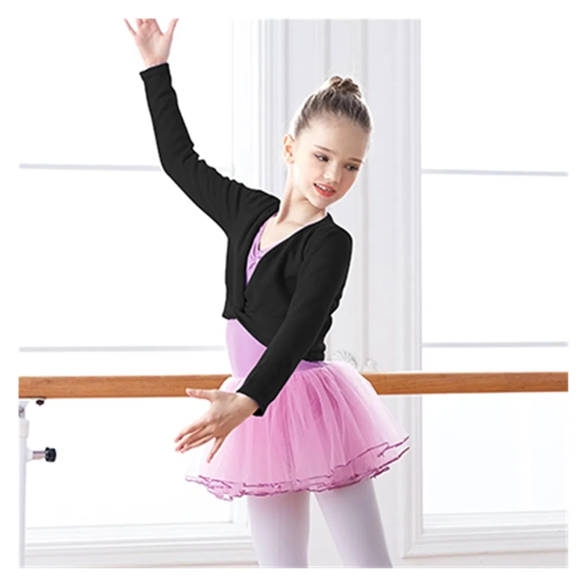 Top da Balletto for Ragazze, Maglione da Ballo, Cappotto Invernale Caldo, Maglieria a Maniche Lunghe, Top for Ragazze, Abbigliamento da Ballo, Top Avvolgente(Black,140(135-145CM))