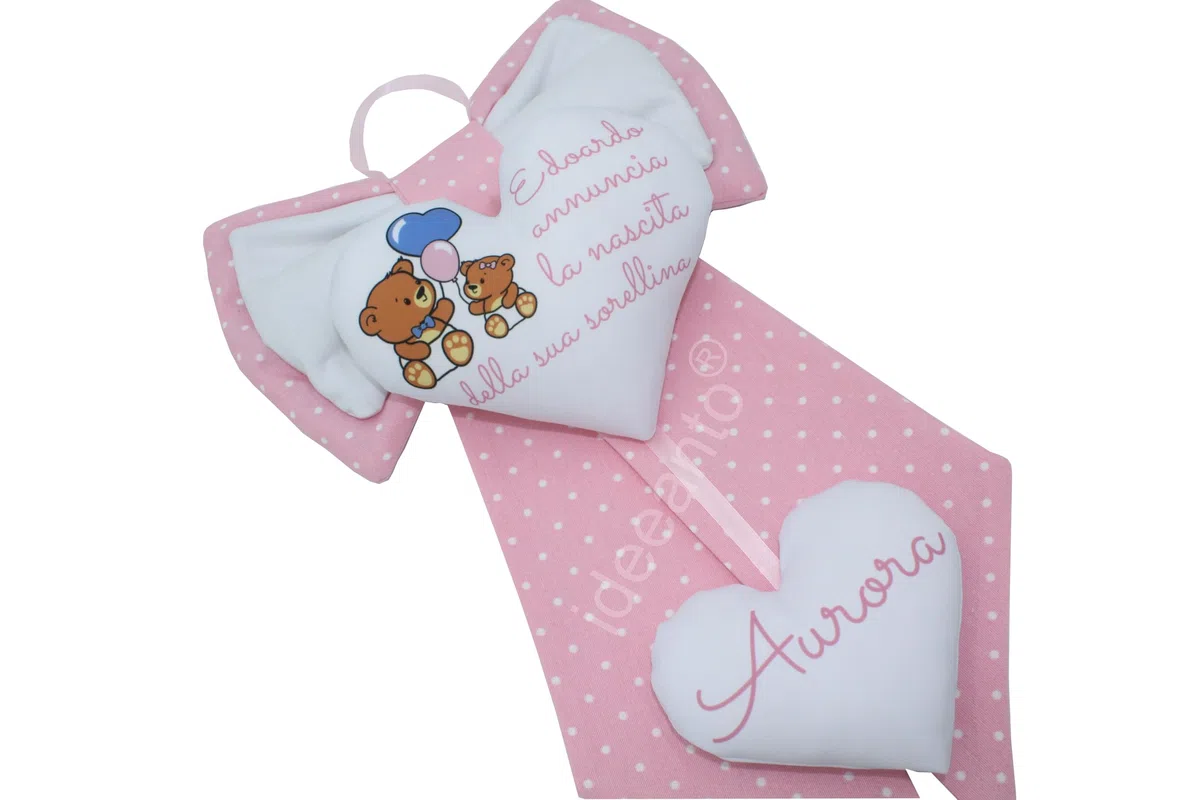 ideeanto Fiocco Nascita bimbo bimba Personalizzato con Nome e Frase, Fatto a Mano in Italia, fiocco nascita rosa fiocco nascita azzurro