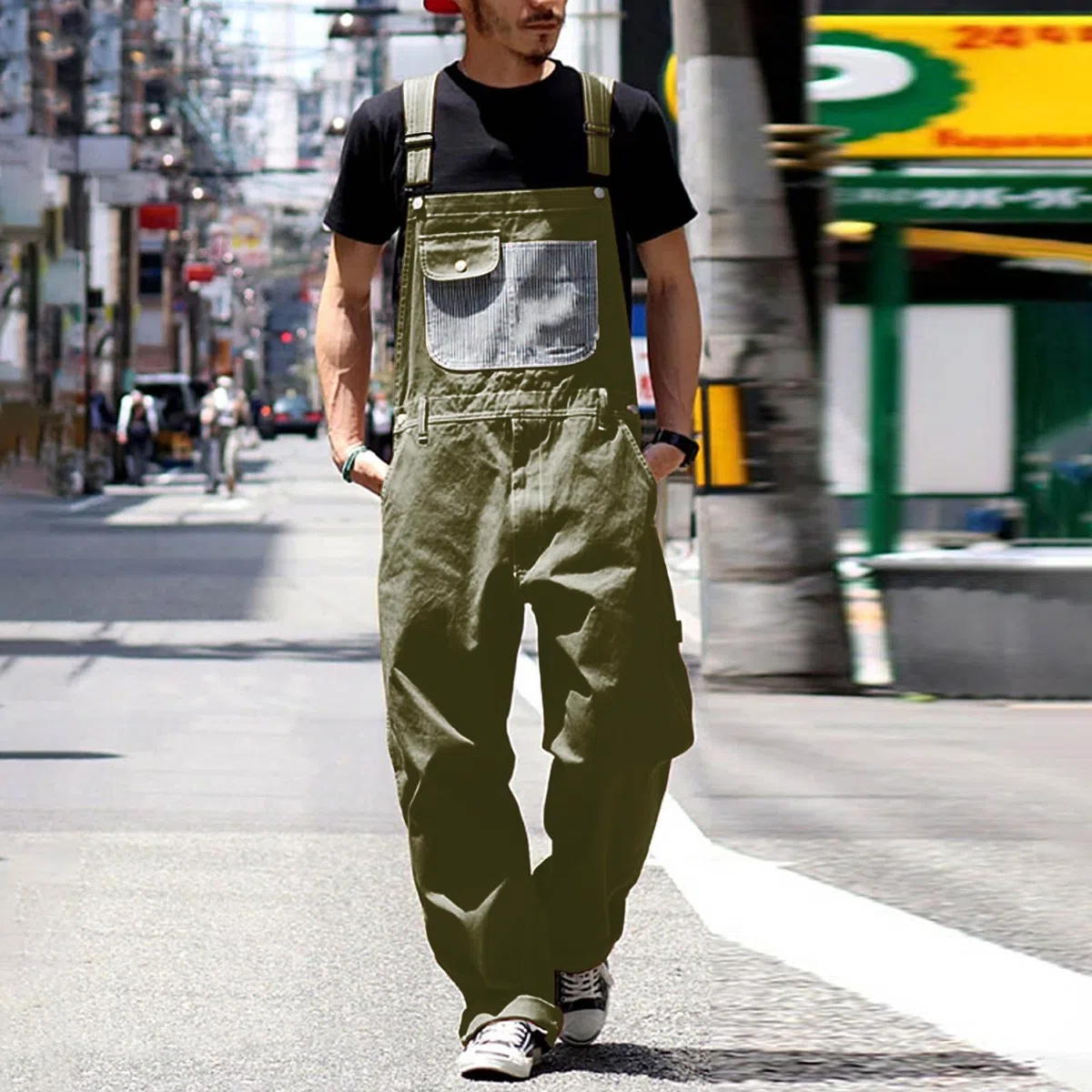 Salopette da uomo per il tempo libero, in jeans e jeans, salopette da uomo, in denim, pantaloni da uomo 90 jeans