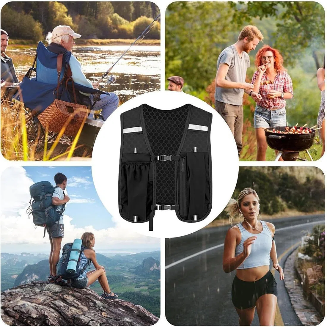 Gilet da corsa per donna e uomo, cinturini pettorali regolabili, gilet running uomo, traspirante e riflettente, zaino gilet da corsa, Running Vest
