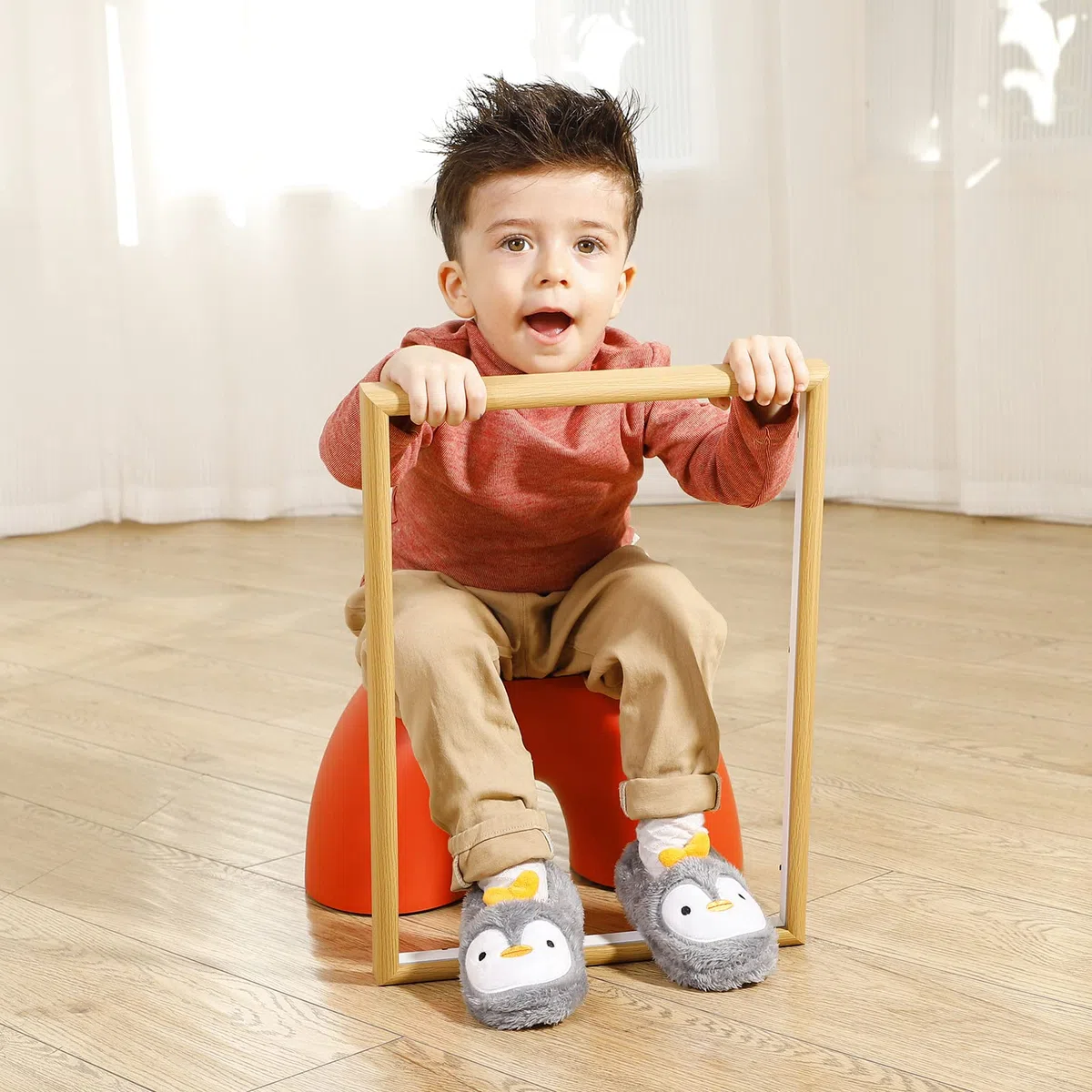 MASOCIO Pantofole per Bambini Animali Peluche Scarpe Ciabatte Chiuse da Casa Antiscivolo