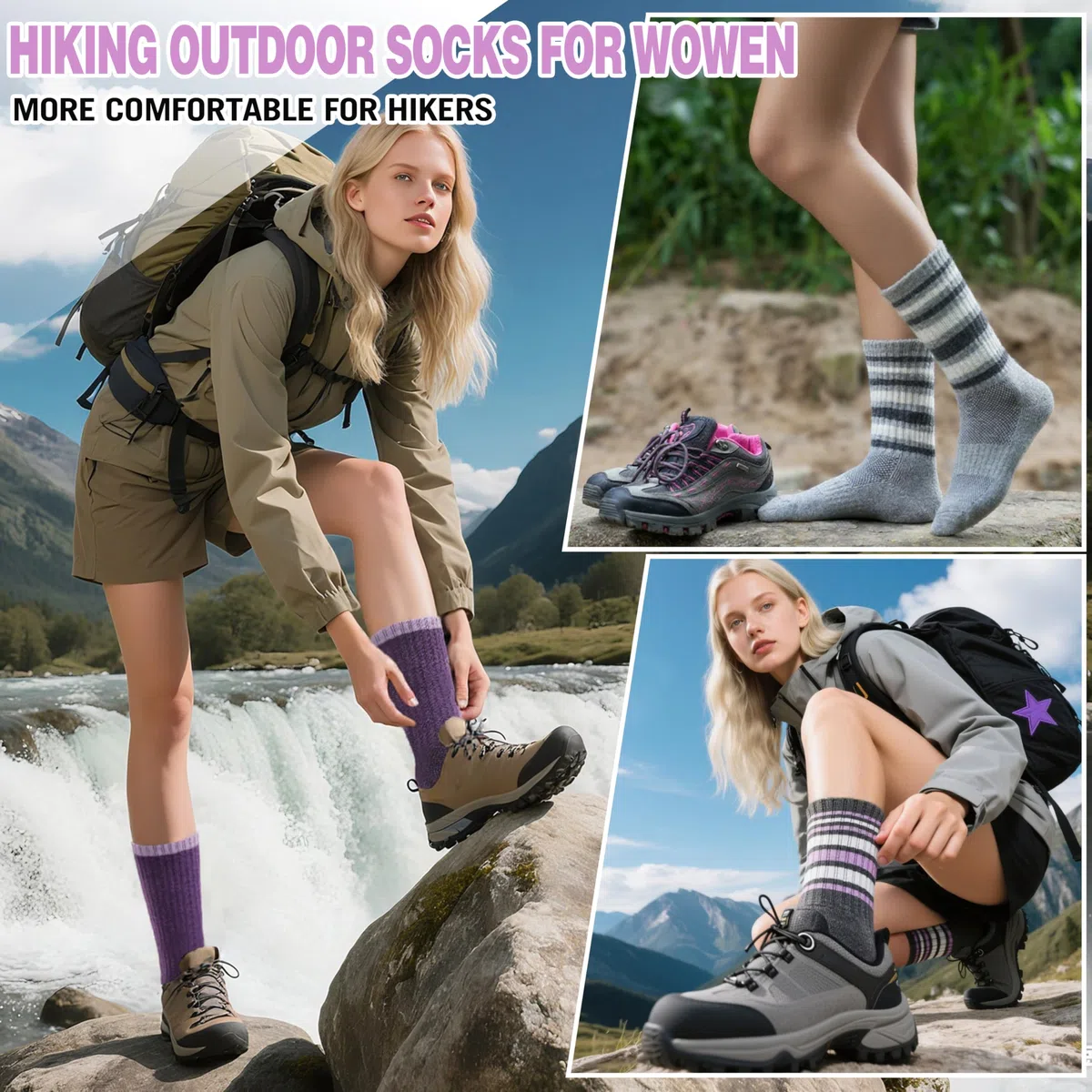 EBMORE 5 paia calzini donna in lana merino, calze termiche donna invernali spugna lavoro caldo per trekking