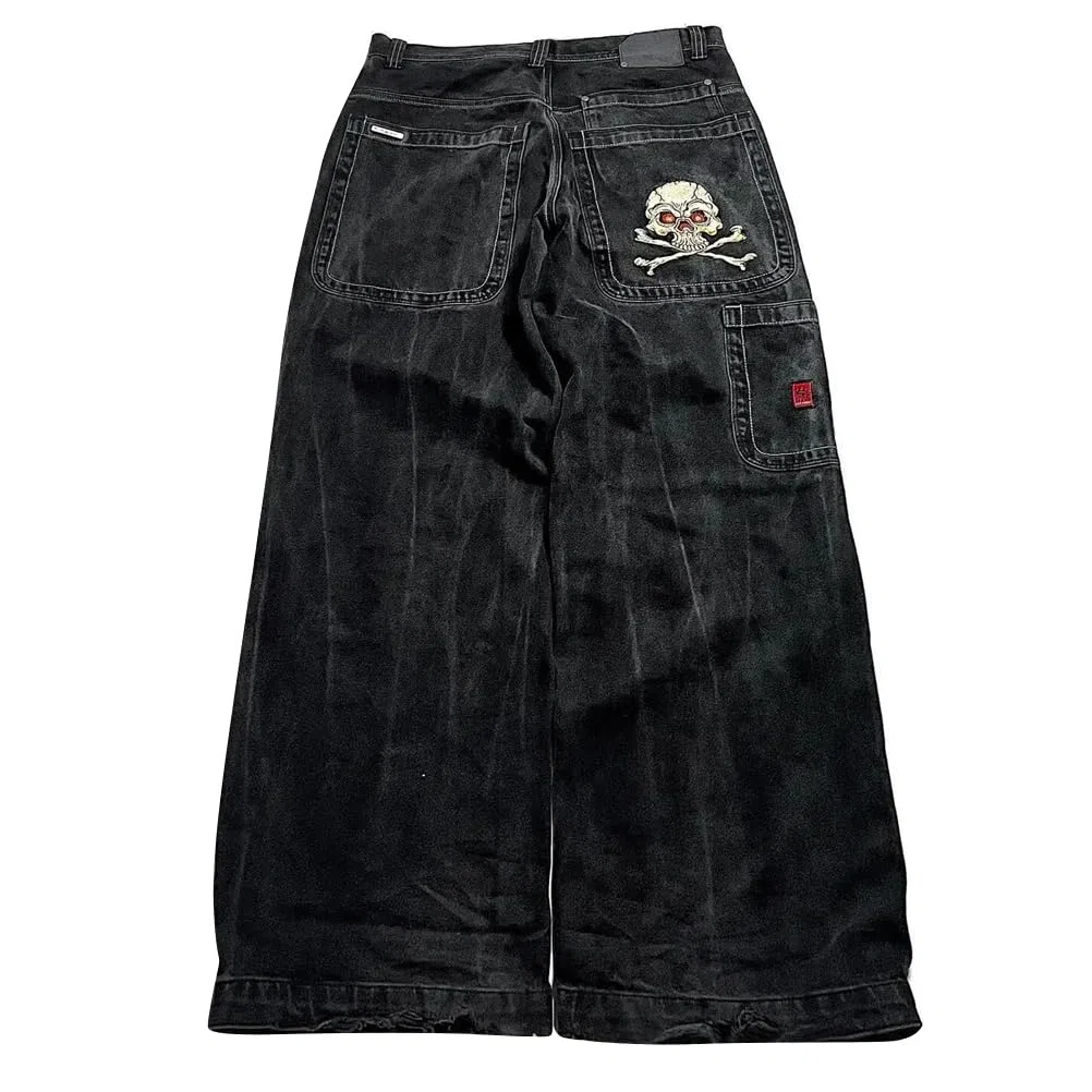 ORANDESIGNE Baggy Jeans Uomo Jeans Larghi Uomo Y2K Streetwear Pantaloni Baggy Denim Pantaloni Hip Hop a Gamba Larga Streetwear