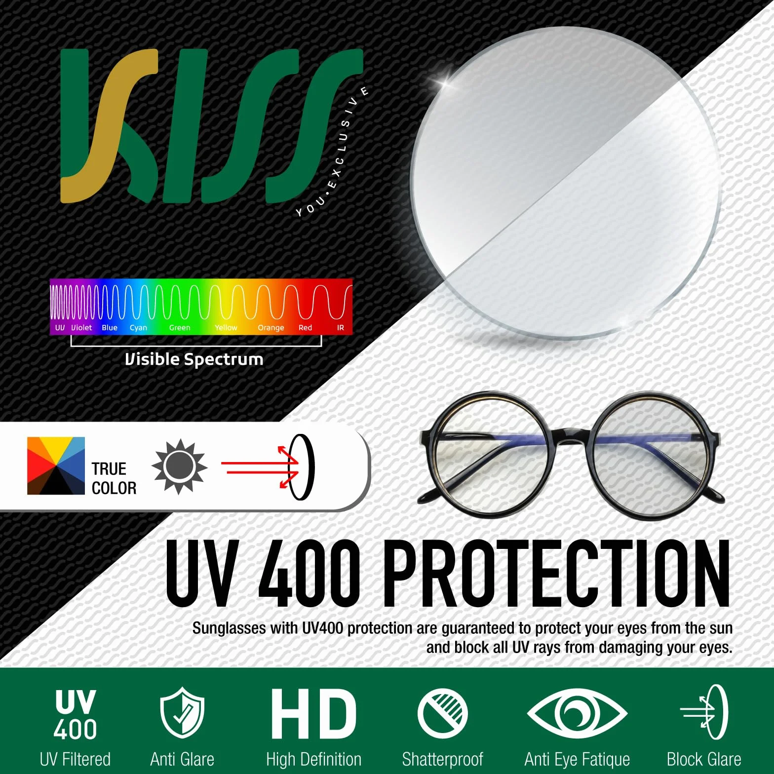 KISS HORNI Occhiali da Vista Donna – Design Oversize & Borchiette Decorative – Montatura Squadrata in Policarbonato – Lenti Trasparenti con Protezione UV & Filtro Anti Luce Blu per PC, Smartphone TV