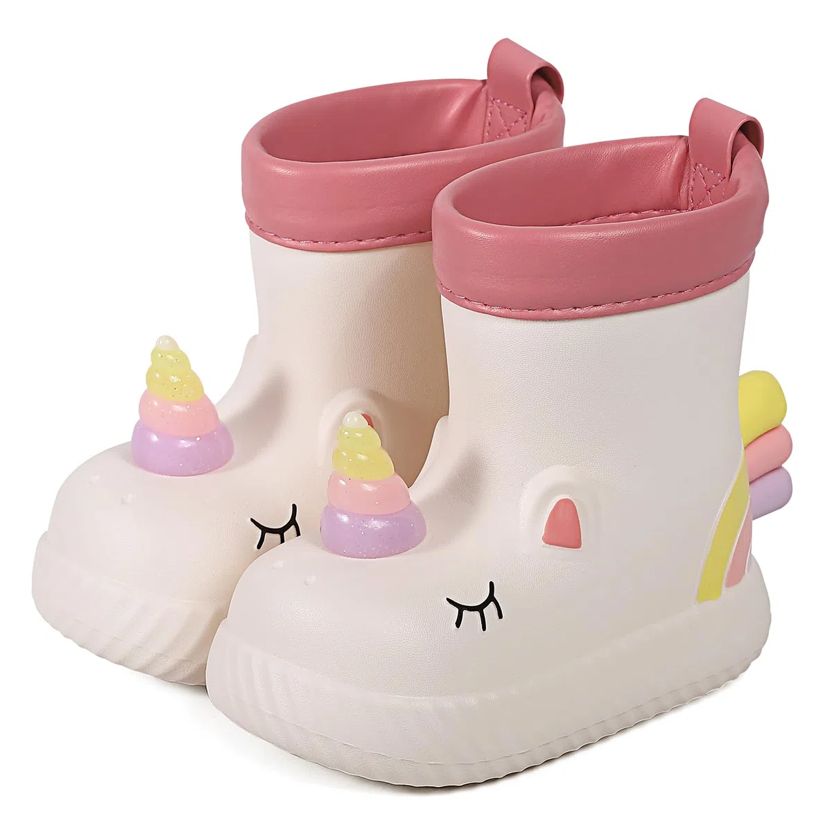 MASOCIO Stivali Pioggia Bambina Scarpe Gomma Antipioggia Antiscivolo Taglia 20-29 EU