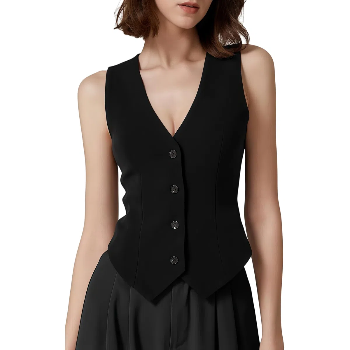 Gilet Donna Elegante, Gilet da Donna Elegante con Scollo A V Estivo Slim con Bottoni Senza Maniche Blazer Giacca Tinta Unita Waistcoats Top per Il Lavoro Quotidiano.