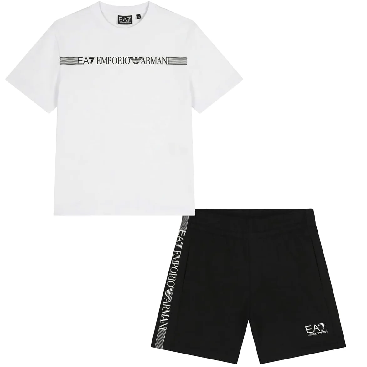 Emporio Armani EA7 Set con T-shirt e Pantaloncini Logo Series in jersey di cotone per Bambini e Ragazzi, 7B000267