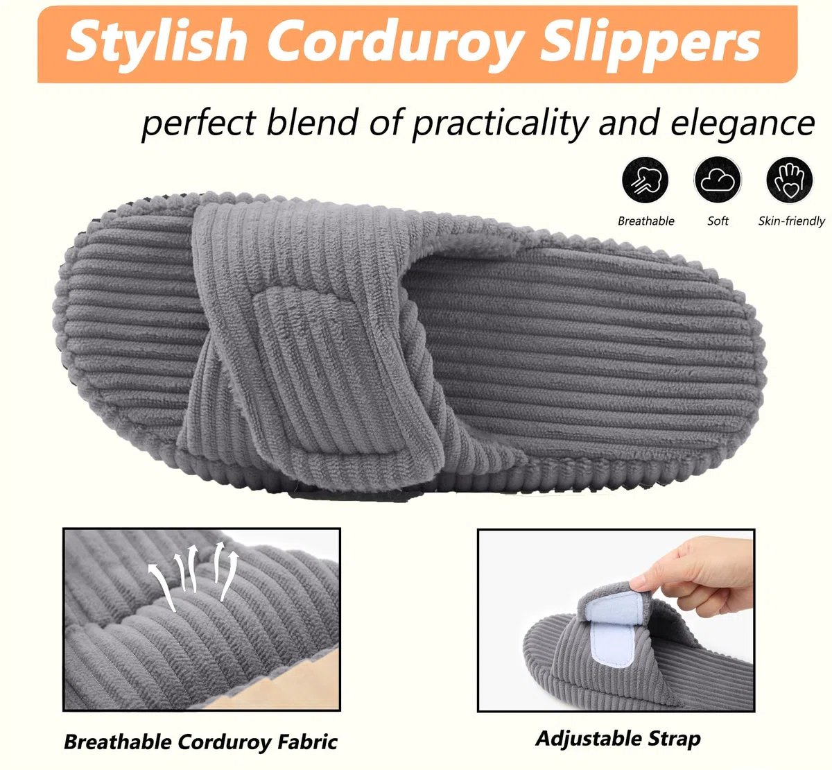 Pantofole Donna Memory Foam Ciabatte Confortevole Scarpe da Casa con Strappo Morbida Nuvola Antiscivolo Slippers