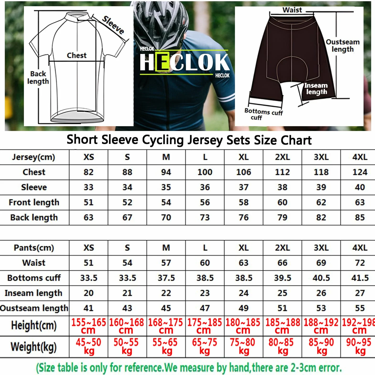Completo Ciclismo Uomo - Maglia Manica Corta + Pantaloncini con Fondello - Abbigliamento Bici Strada e MTB - Tessuto Traspirante e Anti-Sudore - 4 Pezzi per Estate