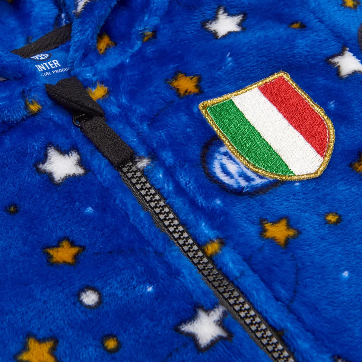 Inter - Tuta Jumpsuit Neonato, Stelle, Scudetto, Idea Regalo per piccoli Tifosi, Calda tutina neonato, Prodotto Ufficiale
