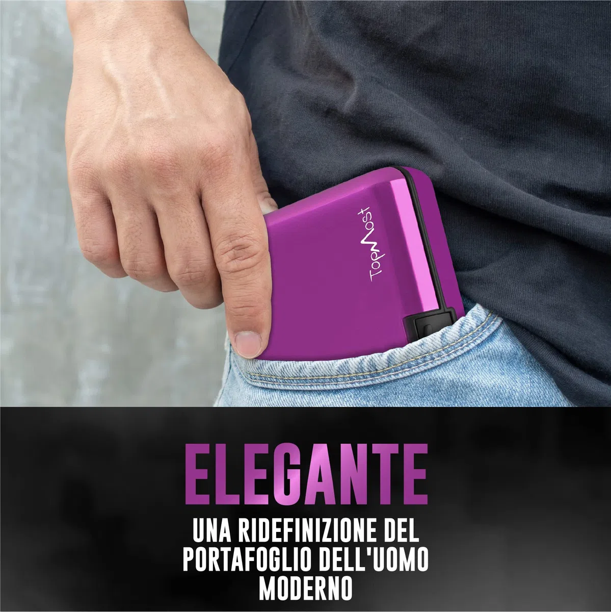 TopMost porta carte di credito in alluminio con protezione RFID per uomini e donne - Portafoglio per 12 carte e banconote, protezione contro il furto di dati, portafoglio slim, porta carte
