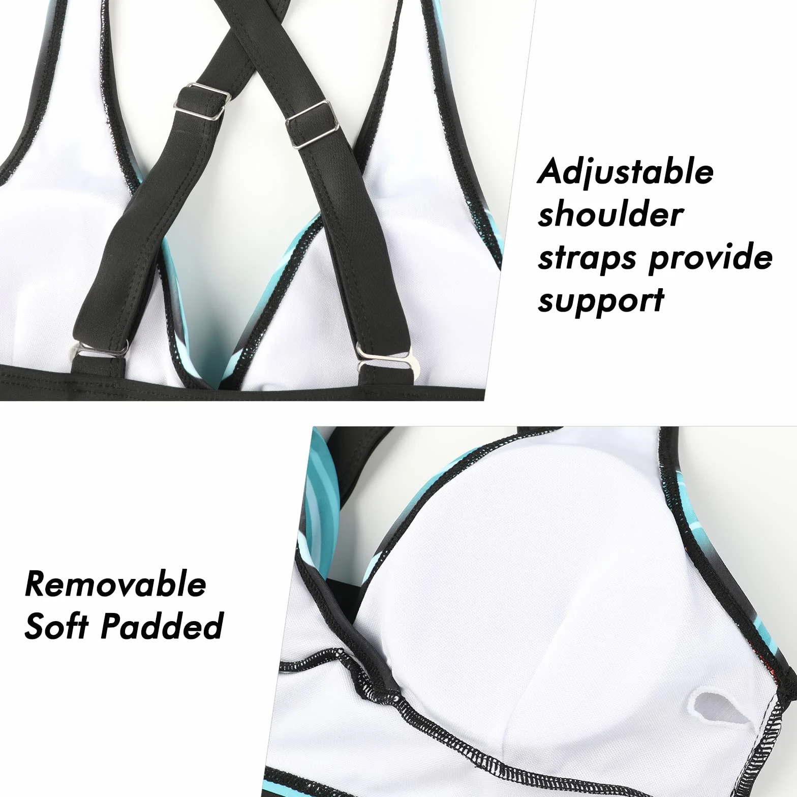 Adigaber Donna Costume da Bagno Push Up Imbottito Reggiseno Bikini Donna Due Pezzi Stampa Floreale Bikini Regolabile Costume da Bagno