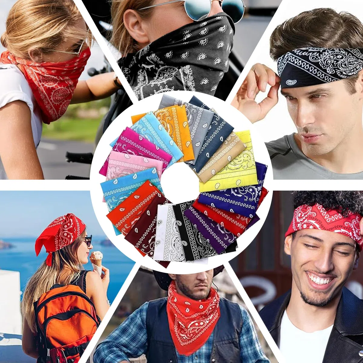 23 Pezzi Bandane Colorate, Bandanas Paisley, Poliestere Stampa, Asciugamano per capelli Unisex Per Uomo e Donna Per Capelli, Collo, Polso, Testa, Quadrata Misurare 55 * 55 CM