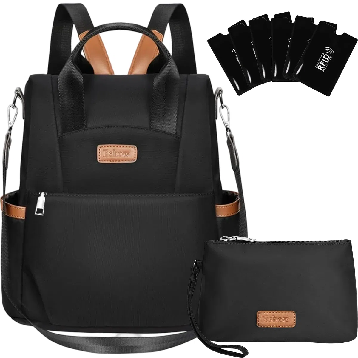 Eshow Zaino Donna Antifurto, Zainetto Elegante con Tracolla, Borsa Zaini 3 in 1 per Viaggio Scuola Lavoro Shopping Università