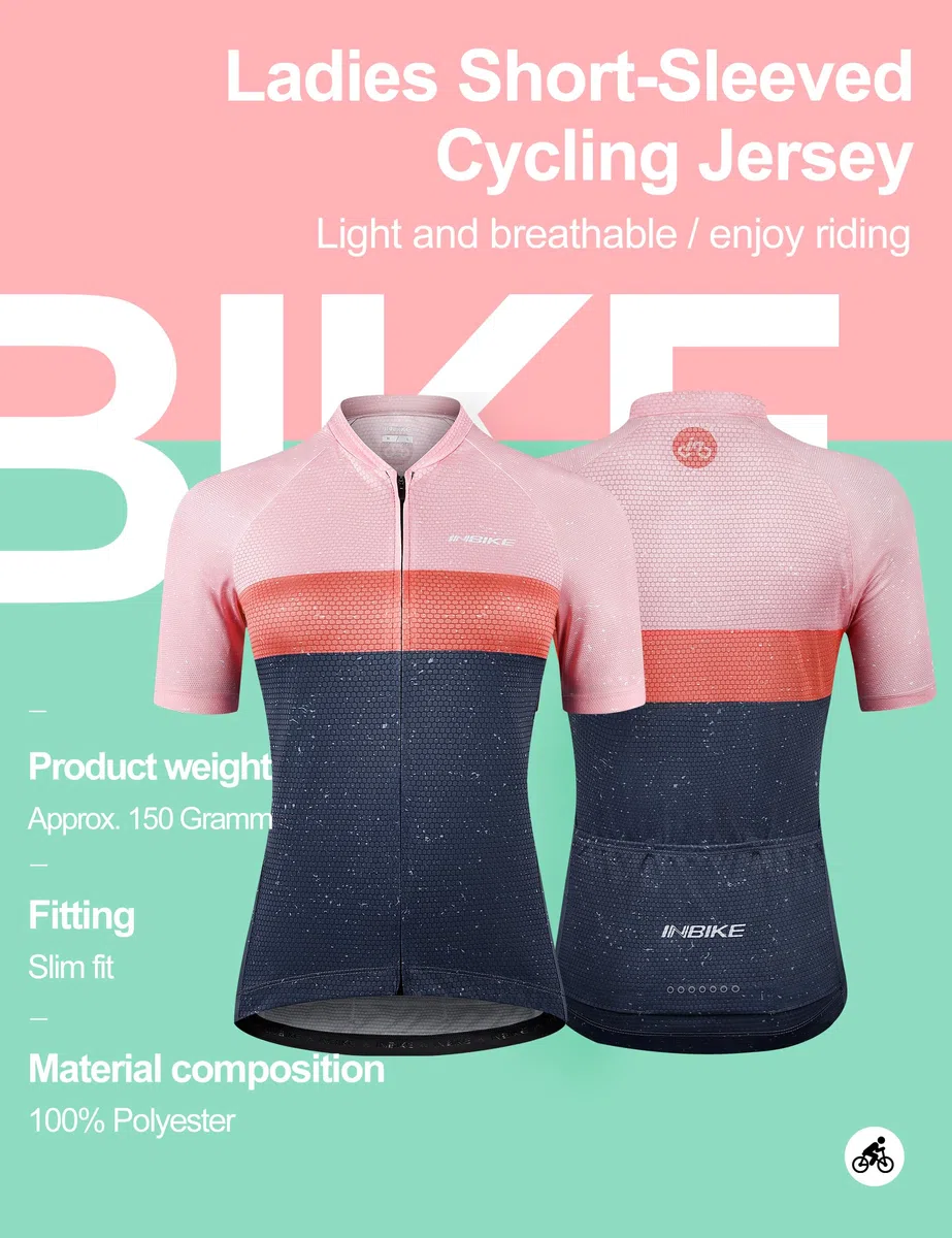 INBIKE Maglia Ciclisomo Bici Donna con 3 Grandi Tasche Traspiranti Elastico per La Pelle JS30