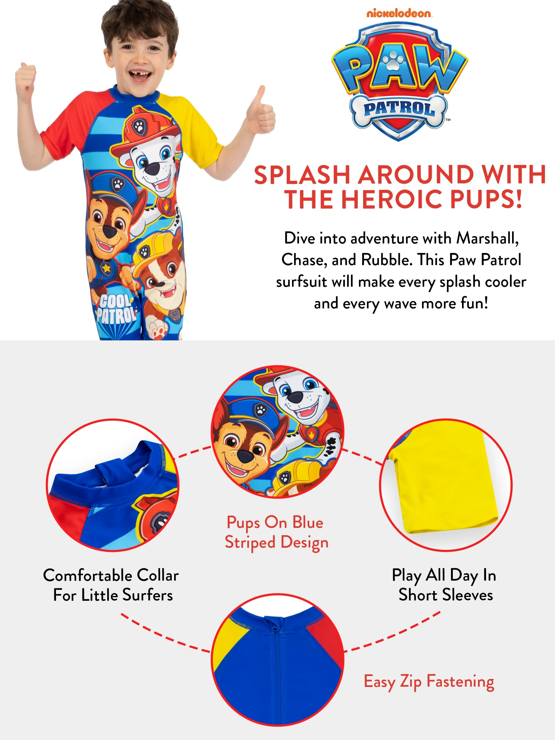 Paw Patrol Costume Piscina Bambino | Costume Bagno Rubble Marshall e Chase | Costumi Interi