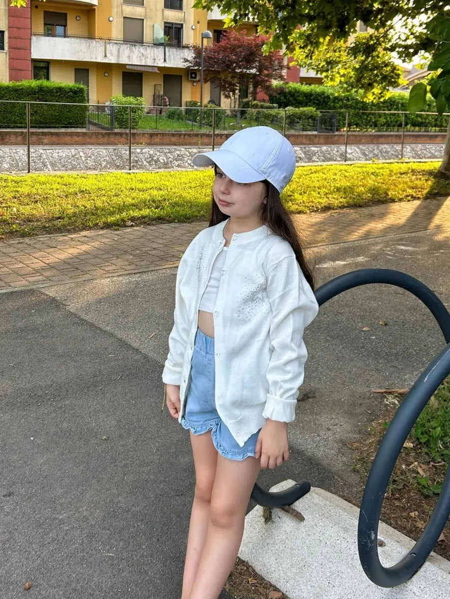 Rolanko Cardigan da Bambina a Maglia a Maniche Lunghe in Cotone，Maglione Girocollo Basic Schoolwear