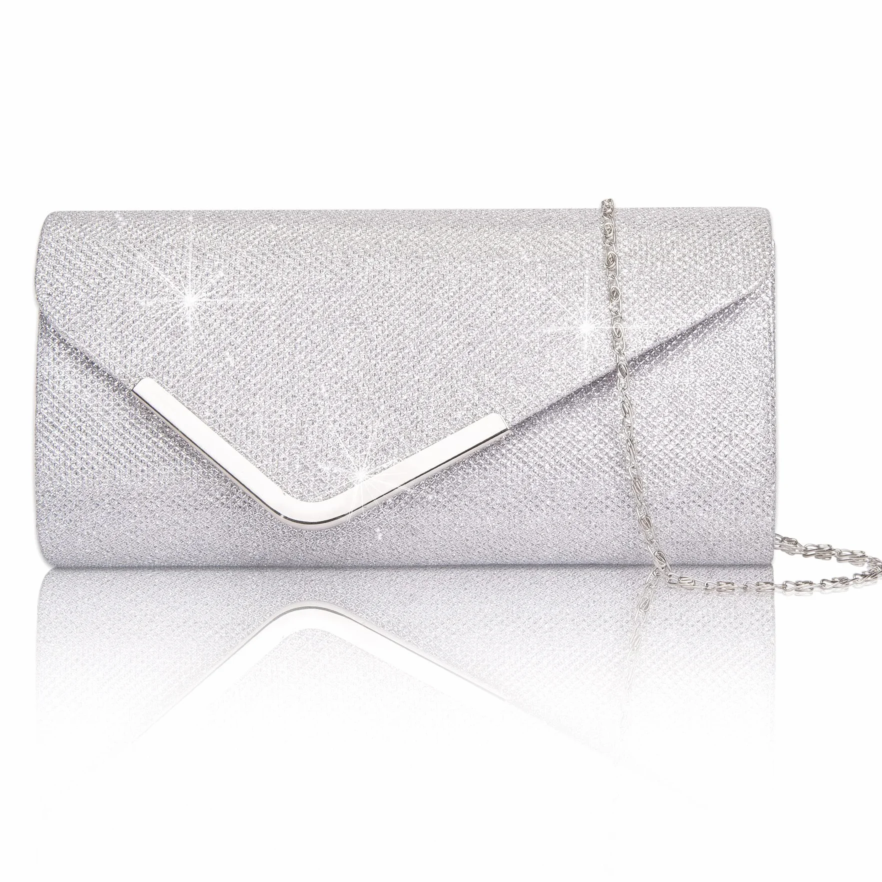 Larcenciel Pochette Donna, Lucide Paillettes Borse da Sera Argento Nero Oro Rosa